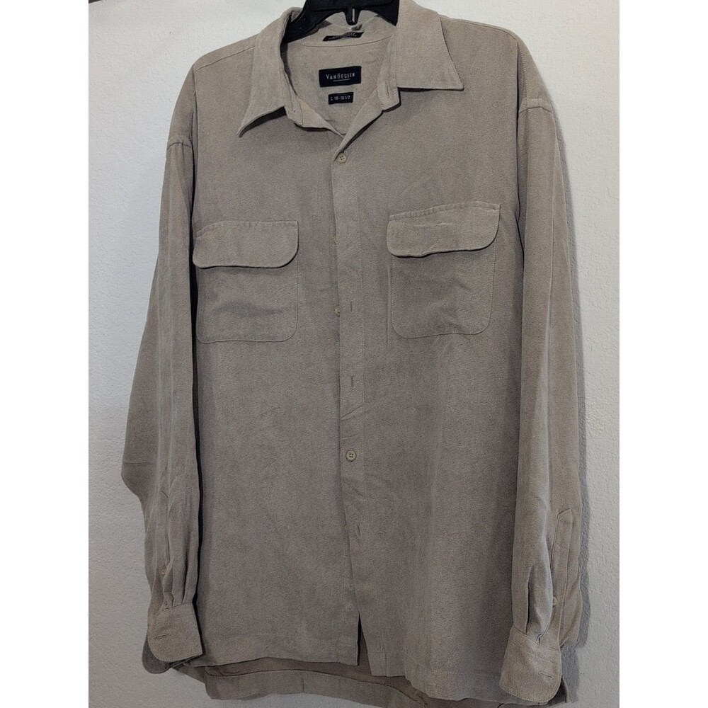 Van Heusen Soft Suede Mens L 16-1/2 Dress Shirt Long Sleeve Button Up